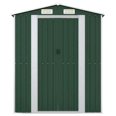 VidaXL Galvanized Steel Garden Shed - Durable Outdoor Storage For Garden Tools And Equipment - Easy Access Gate In Green 75.6"x42.5"x87.8" 4 VidaXL Galvanized Steel Garden Shed - Durable Outdoor Storage For Garden Tools And Equipment - Easy Access Gate In Green 75.6"x42.5"x87.8" - Image 2