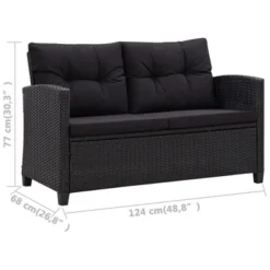VidaXL 6 Piece Patio Sofa Set - Black Poly Rattan Outdoor Furniture With Thick Cushions And Durable Powder-Coated Steel Frame -All Patio Furniture GUEST 2908e418 2b97 4c81 b317 a016e3063ab1