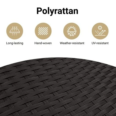 VidaXL Outdoor Loveseat Bench - Black PE Rattan, Padded Blue Cushions, Storage Under-Seat, Weather-Resistant, Garden/Patio Furniture, 44.5"x24"x34.3" 14 VidaXL Outdoor Loveseat Bench - Black PE Rattan, Padded Blue Cushions, Storage Under-Seat, Weather-Resistant, Garden/Patio Furniture, 44.5"x24"x34.3" - Image 12