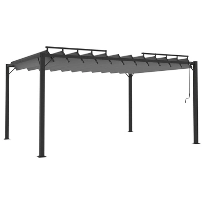 VidaXL Gazebo With Louvered Roof 9.8'x13.1' Anthracite Fabric And Aluminum 10 VidaXL Gazebo With Louvered Roof 9.8'x13.1' Anthracite Fabric And Aluminum - Image 8