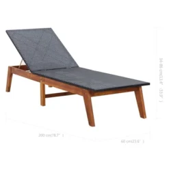 VidaXL Sun Lounger With Cushion-Poly Rattan And Solid Acacia Wood, Adjustable Backrest, Ideal For Patio/Garden/Poolside, Water-Resistant, Easy Clean. -All Patio Furniture GUEST 2e85b132 0d31 473a a33a 50e251ec2b27