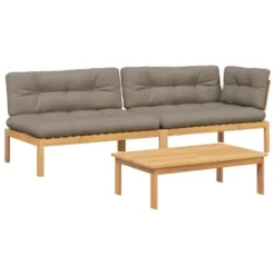 VidaXL 3 Piece Patio Pallet Sofa Set With Cushions - Solid Acacia Wood - 1 Table And 2 Sofas - Outdoor/Garden/Lounge/Deck Furniture -All Patio Furniture GUEST 2ed33790 2080 4d05 95a3 7a12ce68f61f