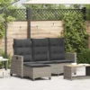 VidaXL Reclining Patio Sofa - PE Rattan/Steel - Gray L-Shaped Outdoor Sectional With Cushions - Adjustable Backrest - 69.3"x54.3" -All Patio Furniture GUEST 2f63b055 7141 4a0c ab4b 5b3c39eecb7e