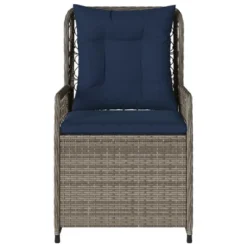 VidaXL Reclining Patio Armchairs 2pcs - Gray Poly Rattan Outdoor Loungers With Adjustable Backrests - Navy Cushions Included For Garden, Deck & More -All Patio Furniture GUEST 2fe88481 0625 4b97 a7fc 408e4f37c03a