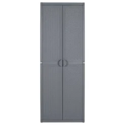 VidaXL Outdoor Cabinet Garden Storage Unit Shed With Shelves PP Wood Look - Gray 4 Shelves -All Patio Furniture GUEST 30c145ac 2367 4e60 a2d0 12d8b63362b3