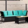 VidaXL Patio Sofa With Cushions - Black Poly Rattan Modular Patio/Garden Outdoor Sofa Set - Weather-Resistant With Turquoise Cushions 2 VidaXL Patio Sofa With Cushions - Black Poly Rattan Modular Patio/Garden Outdoor Sofa Set - Weather-Resistant With Turquoise Cushions -All Patio Furniture GUEST 317e8a8c 2cf3 4485 b499 0a488d5e18a7