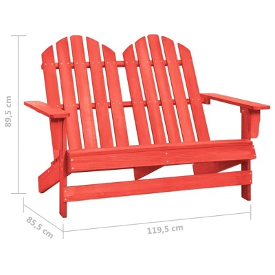 VidaXL 2-Seater Patio Adirondack Chair Outdoor Furniture Seat Solid Wood Fir - Red 7 VidaXL 2-Seater Patio Adirondack Chair Outdoor Furniture Seat Solid Wood Fir - Red - Image 5