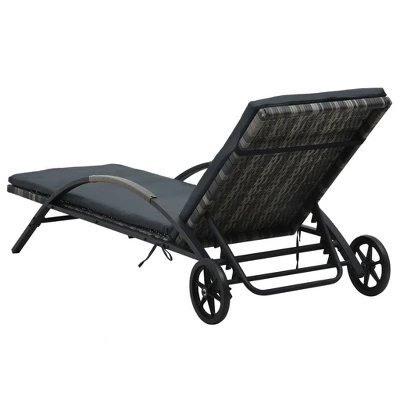 VidaXL Sun Lounger Anthracite PE Rattan 78.7 In Long And 25.6 In Wide 5 VidaXL Sun Lounger Anthracite PE Rattan 78.7 In Long And 25.6 In Wide - Image 3