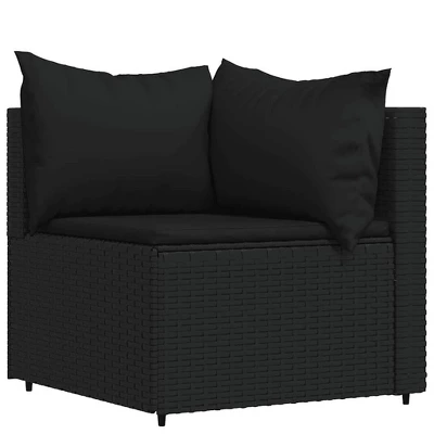 VidaXL 4-Piece Black Patio Lounge Set - Weather Resistant Poly Rattan Outdoor Furniture - Includes Thickly Padded Cushions And A Sturdy Steel Frame 5 VidaXL 4-Piece Black Patio Lounge Set - Weather Resistant Poly Rattan Outdoor Furniture - Includes Thickly Padded Cushions And A Sturdy Steel Frame - Image 3