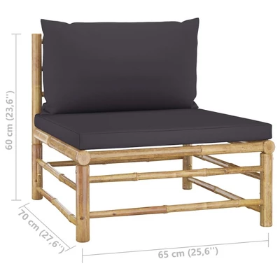 VidaXL Bamboo Patio Lounge Set With Dark Gray Cushions - 8 Piece Outdoor Furniture Collection - Modular Design For Variable Arrangements 13 VidaXL Bamboo Patio Lounge Set With Dark Gray Cushions - 8 Piece Outdoor Furniture Collection - Modular Design For Variable Arrangements - Image 11