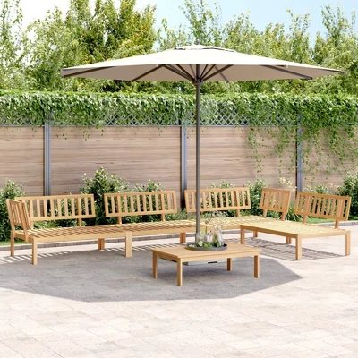 VidaXL 5 Piece Patio Pallet Sofa Set Solid Acacia Wood - Garden Modular Outdoor Furniture With Table And 4 Sofas 3 VidaXL 5 Piece Patio Pallet Sofa Set Solid Acacia Wood - Garden Modular Outdoor Furniture With Table And 4 Sofas