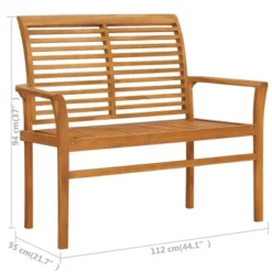 VidaXL Patio Bench With Beige Cushion 44.1" Solid Teak Wood - Beige -All Patio Furniture GUEST 352dfd7c a1fb 435a 8ed1 d116779b16a7
