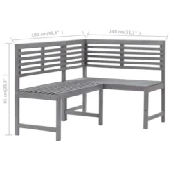 VidaXL Corner Bench Brown Solid Acacia Wood 55.1 In Corner Bench - Gray 3 -All Patio Furniture GUEST 35838a14 d977 47a3 a4bf cc0eb2dcf1ec
