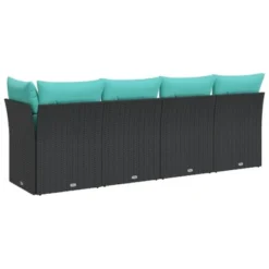 VidaXL Patio Sofa With Cushions - 4-Seater Outdoor Furniture Black Poly Rattan - Modular Design With Washable Covers -All Patio Furniture GUEST 3640d2cf e86a 4574 812e 7313a8350500