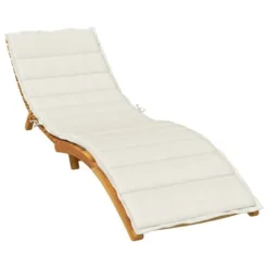 VidaXL Sun Lounger Cushion - Melange Cream - Outdoor/Indoor Polyester Seat Pad For Garden, Patio, Or Living Room Furniture - 78.7” X 27.6” X 1.6”
