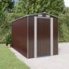 VidaXL Garden Shed Dark Brown Galvanized Steel Large Garden Shed - 75.6" X 140.6" X 87.8"