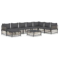 VidaXL Patio Furniture Set 9 Piece Modular Sofa With Cushions Anthracite Poly Rattan Sturdy Steel Frame -All Patio Furniture GUEST 36e9b44a 8481 4644 a879 ff4c41690f7f