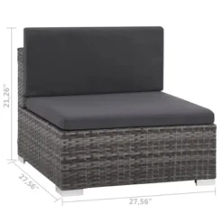 VidaXL Gray 8 Piece Patio Set - Poly Rattan Lounge With Cushions, Corner & Center Sofas, Coffee Table, And Ottoman - Indoor/Outdoor Garden Furniture -All Patio Furniture GUEST 392c3be8 211e 45bd a0e1 0047307bc385