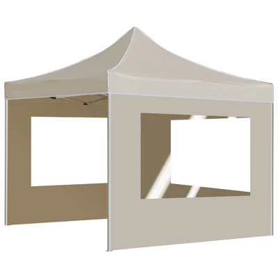 VidaXL Folding Party Tent - Professional Outdoor Shelter With Aluminum Frame, Waterproof Oxford Fabric Roof & Walls, PVC Windows - Cream 9.8'x9.8 4 VidaXL Folding Party Tent - Professional Outdoor Shelter With Aluminum Frame, Waterproof Oxford Fabric Roof & Walls, PVC Windows - Cream 9.8'x9.8 - Image 2