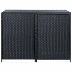 VidaXL Double Wheelie Bin Shed With Lid And Lockable Doors, Poly Rattan 31.5"x58.3"x43.7" Black 15 VidaXL Double Wheelie Bin Shed With Lid And Lockable Doors, Poly Rattan 31.5"x58.3"x43.7" Black -All Patio Furniture GUEST 39be51ab 6059 42d0 9690 f73006c0a5ff