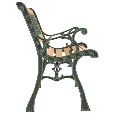 VidaXL Garden Bench Natural Wood, Green Solid Firwood, Cast Iron, PVC - 48" Welcome 6 VidaXL Garden Bench Natural Wood, Green Solid Firwood, Cast Iron, PVC - 48" Welcome - Image 4