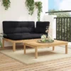 VidaXL 2 Piece Patio Pallet Sofa Set With Cushions - Solid Acacia Wood - Garden, Patio, Terrace Furniture - Modular Design - Black Cushions -All Patio Furniture GUEST 3ab31ab8 b516 4b67 b0a1 99b150bbb669