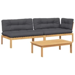 VidaXL Pallet Sofa Set Anthracite Solid Acacia Wood 3 Piece Modular -All Patio Furniture GUEST 3c03c99f 3714 45a6 bf36 7085881a9d6d