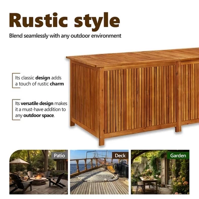VidaXL Patio Storage Box 68.9"x31.5"x29.5" Solid Acacia Wood 11 VidaXL Patio Storage Box 68.9"x31.5"x29.5" Solid Acacia Wood - Image 9