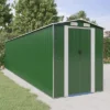 VidaXL Garden Shed Green Galvanized Steel Large Garden Shed - 75.6" X 336.6" X 87.8"