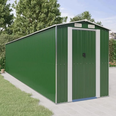 VidaXL Garden Shed Green Galvanized Steel Large Garden Shed - 75.6" X 336.6" X 87.8" 3 VidaXL Garden Shed Green Galvanized Steel Large Garden Shed - 75.6" X 336.6" X 87.8"