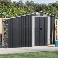 VidaXL Garden Shed In Anthracite - Galvanized Steel Garden Storage With Ample Space, Convenient Design, And Ventilation