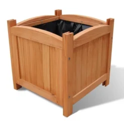 VidaXL Planter Flower Boxes With Lining Patio Outdoor Plant Boxes Solid Wood