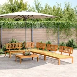 VidaXL Patio Pallet Sofa Set - Outdoor Conversation Furniture - 5 Piece Solid Acacia Wood - Brown Dark
