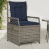 VidaXL Reclining Patio Armchairs 2pcs - Gray Poly Rattan Outdoor Loungers With Adjustable Backrests - Navy Cushions Included For Garden, Deck & More -All Patio Furniture GUEST 3e508aed 82be 463d 931c 788eca1e8e52