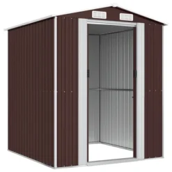 VidaXL Garden Shed Dark Brown Galvanized Steel Large Garden Shed - 75.6" X 75.2" X 87.8" -All Patio Furniture GUEST 42d15cac e393 4613 bb52 d7e0c8e99b15
