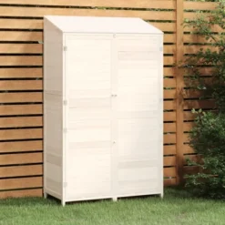 VidaXL Garden Shed For Tool Storage House Outdoor Backyard Solid Fir Wood - White 40.2" X 20.5" X 68.7"