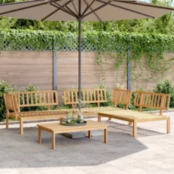 VidaXL 4 Piece Patio Pallet Sofa Set - Solid Wood Acacia, Modular Outdoor Seating - Includes 3 Sofas And 1 Table