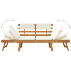 VidaXL Patio Bench Outdoor Garden Bench 2-in-1 Solid Wood Acacia - Brown And White 4 -All Patio Furniture GUEST 435e9a4c f2f1 4d5a b0b1 fda978398ce6