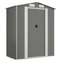VidaXL Light Gray Garden Shed - Large Outdoor Storage, Galvanized Steel Construction With Gate Access, Ideal For Tools, Pool And Garden Supplies -All Patio Furniture GUEST 44ad30ab 85ff 41ae af43 3736d76c0da7