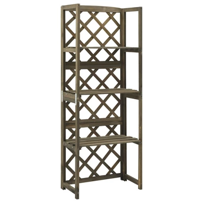 VidaXL Trellis Garden Trellis For Climbing Plants With Shelves Solid Wood Fir - Gray 3 VidaXL Trellis Garden Trellis For Climbing Plants With Shelves Solid Wood Fir - Gray