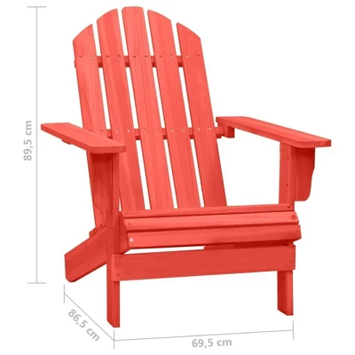VidaXL Adirondack Chair Lounge Patio Lawn Chair For Garden Solid Wood Fir - Red 7 VidaXL Adirondack Chair Lounge Patio Lawn Chair For Garden Solid Wood Fir - Red - Image 5