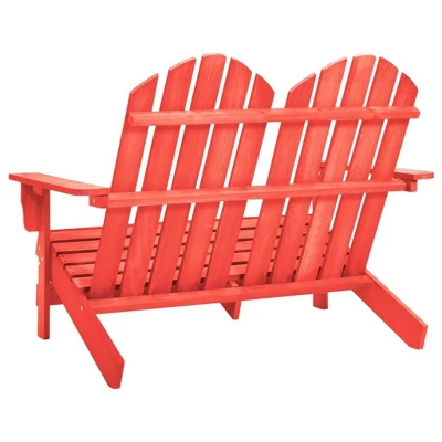 VidaXL 2-Seater Patio Adirondack Chair Outdoor Furniture Seat Solid Wood Fir - Red 5 VidaXL 2-Seater Patio Adirondack Chair Outdoor Furniture Seat Solid Wood Fir - Red - Image 3