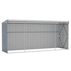 VidaXL Storage Shed Wall-mounted Garden Shed For Backyard Galvanized Steel - Gray 46.5" X 150.4" X 70.1" -All Patio Furniture GUEST 48ecb6f5 48d1 4eb2 9e95 cf95d820c069