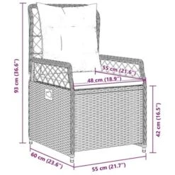 VidaXL Reclining Patio Armchairs 2pcs - Gray Poly Rattan Outdoor Loungers With Adjustable Backrests - Navy Cushions Included For Garden, Deck & More -All Patio Furniture GUEST 492efdc3 13ba 43ac a3ca dc962223595d