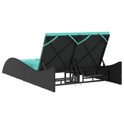 VidaXL Sun Lounger - Black Poly Rattan, Blue Cushions, Adjustable, Garden/Patio Outdoor Chaise Daybed, 3-Position Backrest, Removable Covers -All Patio Furniture GUEST 4993c21b 1e30 4dd2 9503 54e03e6cf5b3