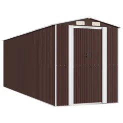 VidaXL Garden Shed Dark Brown Galvanized Steel Large Garden Shed - 75.6" X 238.6" X 87.8" -All Patio Furniture GUEST 4aa70030 cf3b 4668 847e be9392462219