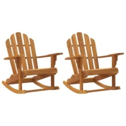 VidaXL Garden Adirondack Rocking Chair Set Of 2 Natural Teak - 2 -All Patio Furniture GUEST 4aa8ab2b 8ca2 4249 8610 cdf96462b4a5