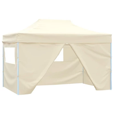 VidaXL Foldable Tent Pop-Up With 4 Side Walls 9.8'x14.8' Cream White 3 VidaXL Foldable Tent Pop-Up With 4 Side Walls 9.8'x14.8' Cream White