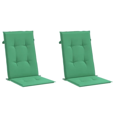 VidaXL Highback Chair Cushion Set Of 2 Green 100% Polyester 4 VidaXL Highback Chair Cushion Set Of 2 Green 100% Polyester - Image 2