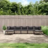 VidaXL Poly Rattan Anthracite Patio Lounge Set - 7 Piece Garden Furniture With Gray Cushions, Comfortable Seating For Outdoors, Terrace, Deck Area